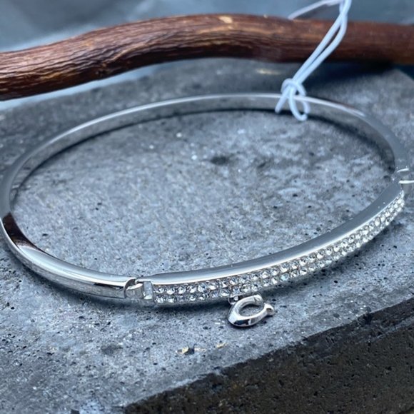COACH Signature Pave Bar Hinged Bangle in … - Picture 5 of 7